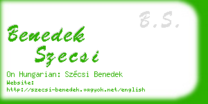benedek szecsi business card