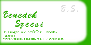 benedek szecsi business card